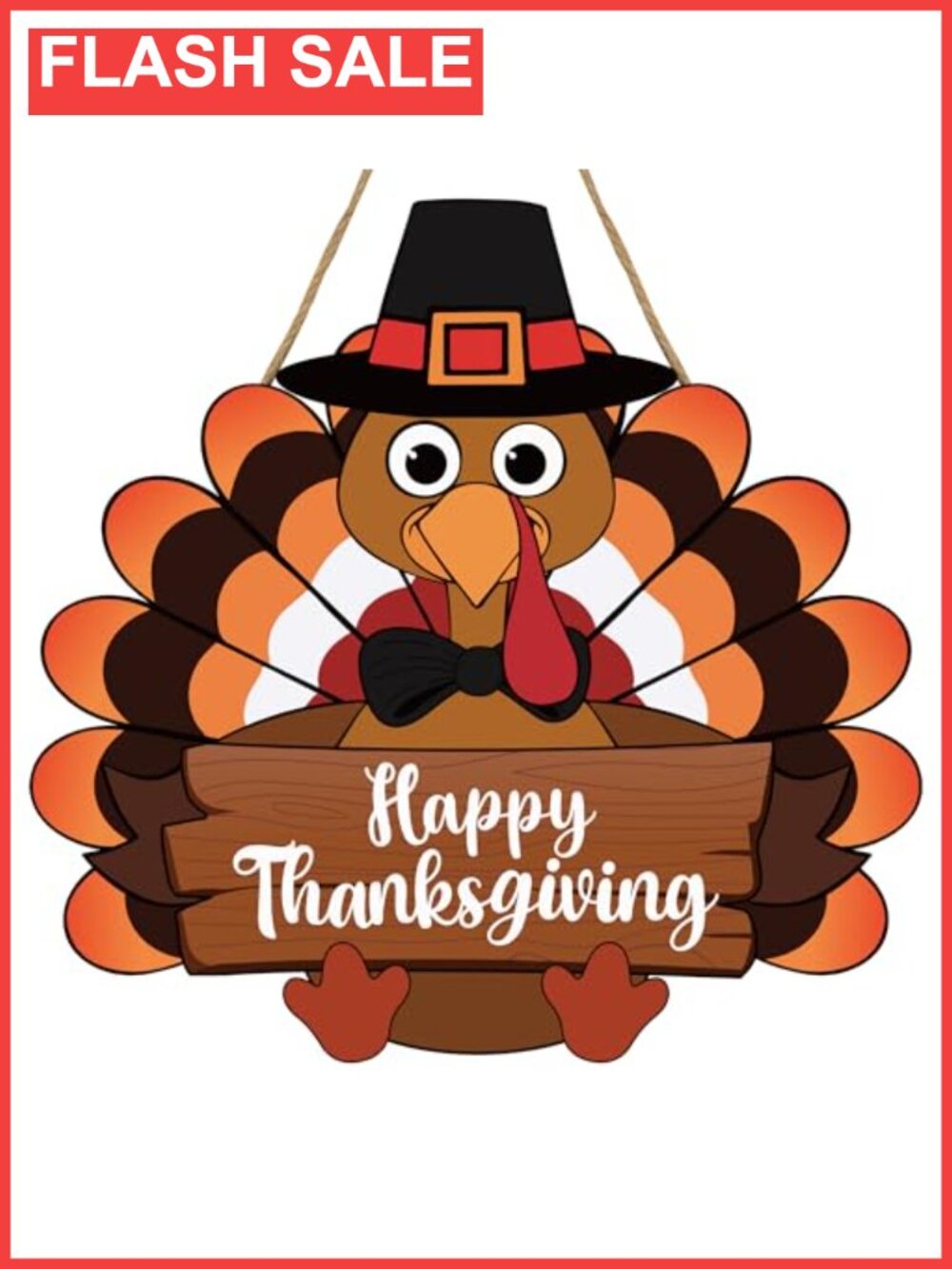 Thanksgiving Turkey Wooden Door Sign 12x12 Happy Thanksgiving Hanger